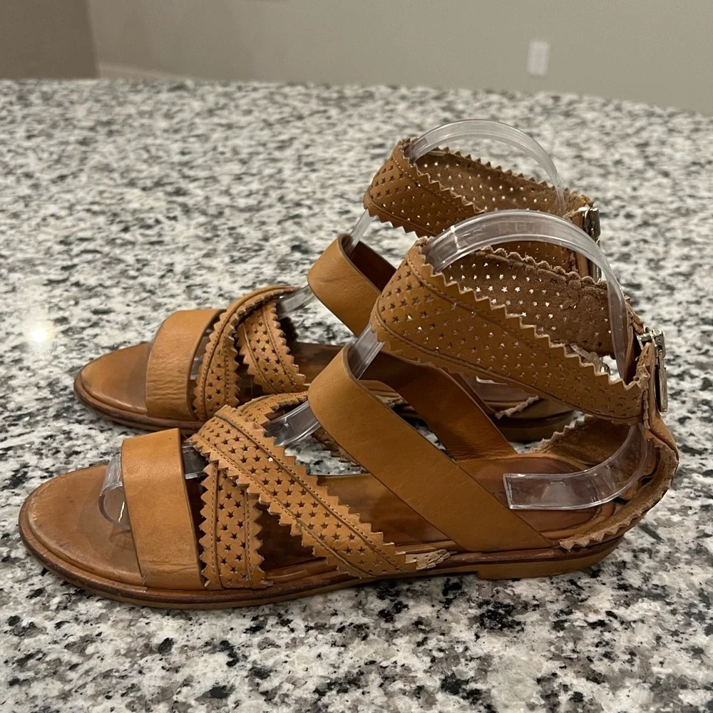 See by Chloe Brown Leather Star Perforated Flat Gladiator Sandals - Picture 6 of 16